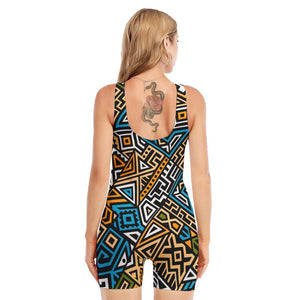 Ethnic Aztec Geometric Pattern Print Sleeveless One Piece Swimsuit