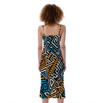 Ethnic Aztec Geometric Pattern Print Slim Fit Midi Cami Dress