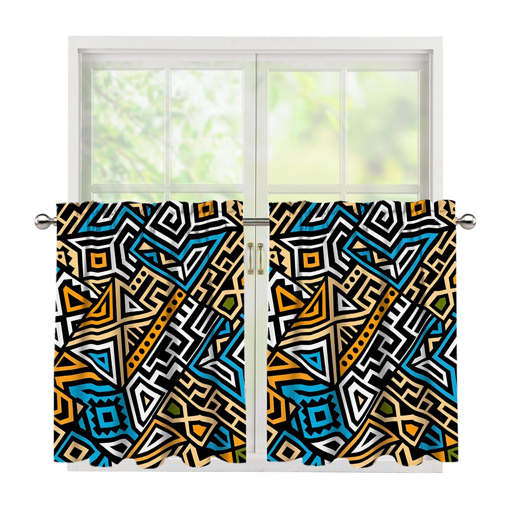 Ethnic Aztec Geometric Pattern Print Tier Curtains
