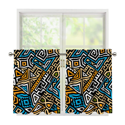 Ethnic Aztec Geometric Pattern Print Tier Curtains