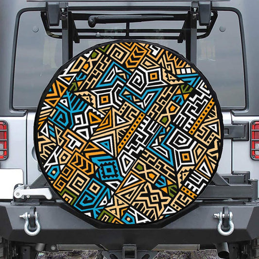 Ethnic Aztec Geometric Pattern Print Tire Cover