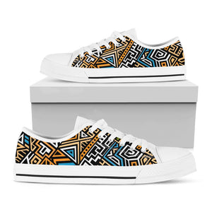 Ethnic Aztec Geometric Pattern Print White Low Top Sneakers