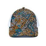 Ethnic Aztec Geometric Pattern Print White Mesh Trucker Cap
