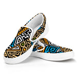 Ethnic Aztec Geometric Pattern Print White Slip On Sneakers