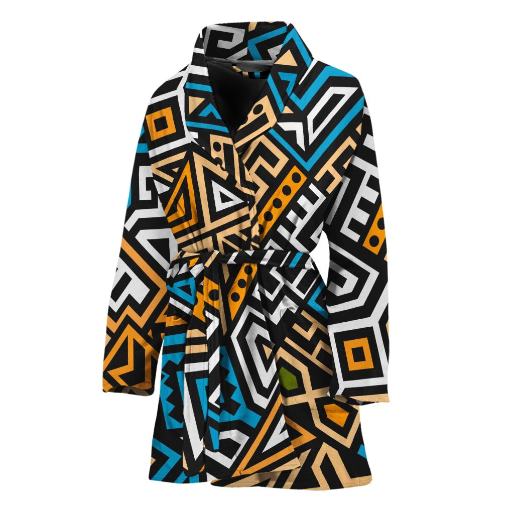 Ethnic Aztec Geometric Pattern Print Women's Bathrobe