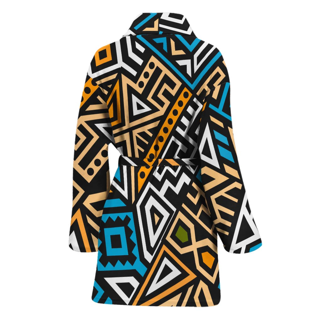 Ethnic Aztec Geometric Pattern Print Women's Bathrobe