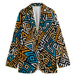 Ethnic Aztec Geometric Pattern Print Women's Blazer