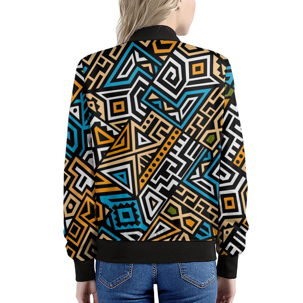 Ethnic Aztec Geometric Pattern Print Women's Bomber Jacket