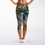 Ethnic Aztec Geometric Pattern Print Women's Capri Leggings