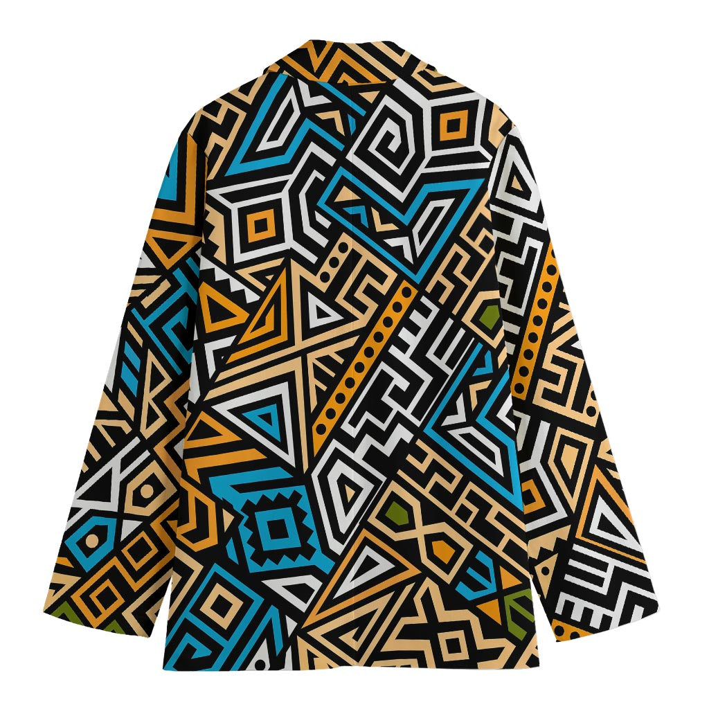 Ethnic Aztec Geometric Pattern Print Women's Cotton Blazer