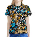 Ethnic Aztec Geometric Pattern Print Women's Polo Shirt