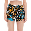 Ethnic Aztec Geometric Pattern Print Women's Split Running Shorts