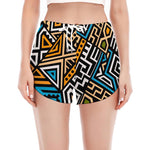 Ethnic Aztec Geometric Pattern Print Women's Split Running Shorts