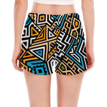 Ethnic Aztec Geometric Pattern Print Women's Split Running Shorts