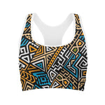 Ethnic Aztec Geometric Pattern Print Women's Sports Bra