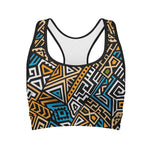 Ethnic Aztec Geometric Pattern Print Women's Sports Bra