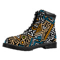 Ethnic Aztec Geometric Pattern Print Padded Collar Lace Up Boots