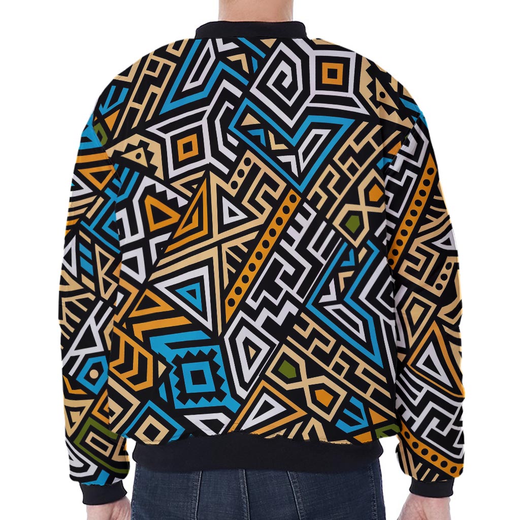 Ethnic Aztec Geometric Pattern Print Zip Sleeve Bomber Jacket