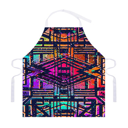 Ethnic Aztec Grunge Trippy Print Adjustable Apron