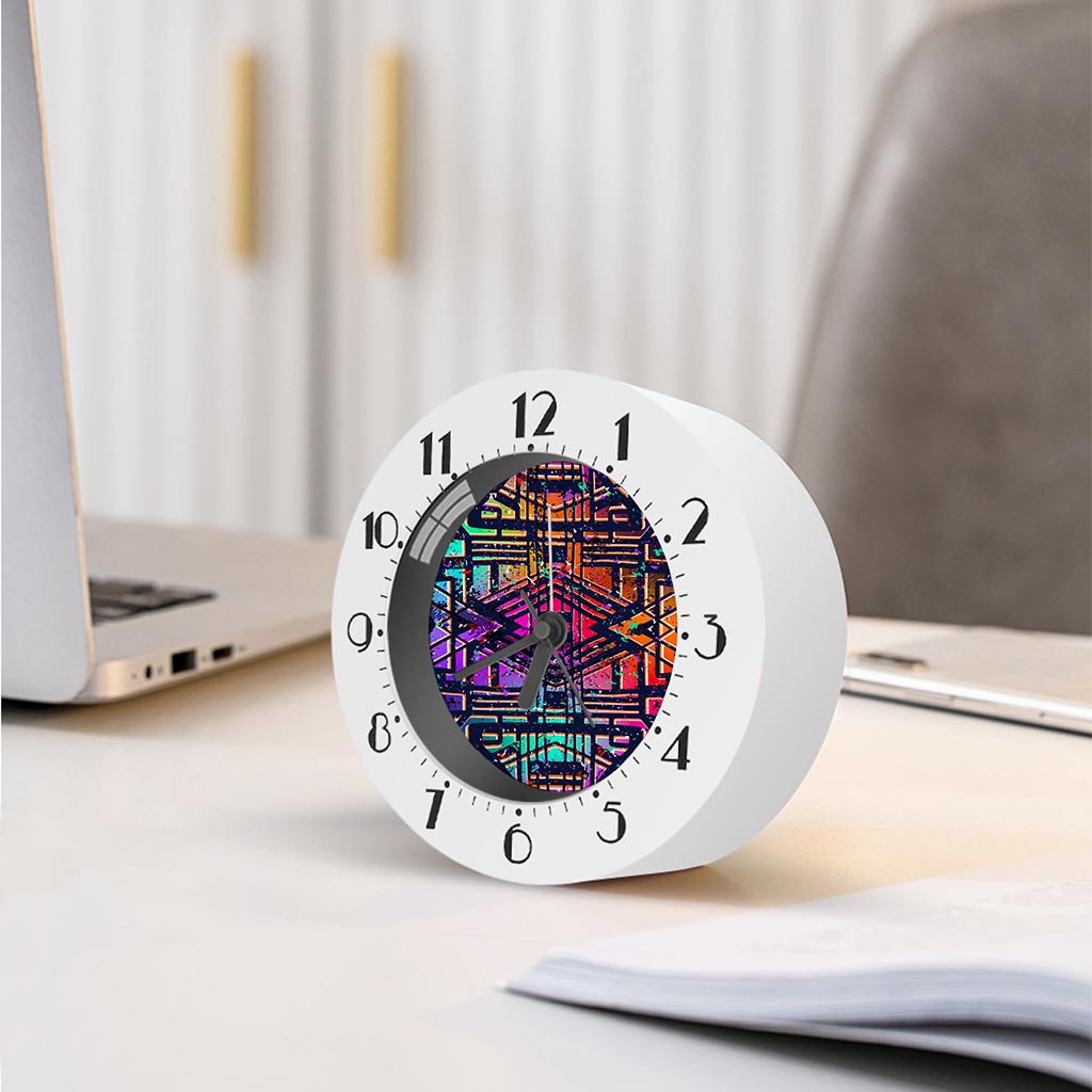 Ethnic Aztec Grunge Trippy Print Alarm Clock