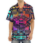 Ethnic Aztec Grunge Trippy Print Aloha Shirt