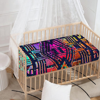 Ethnic Aztec Grunge Trippy Print Baby Crib Sheet