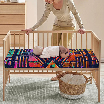 Ethnic Aztec Grunge Trippy Print Baby Crib Sheet