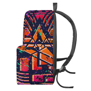 Ethnic Aztec Grunge Trippy Print Backpack