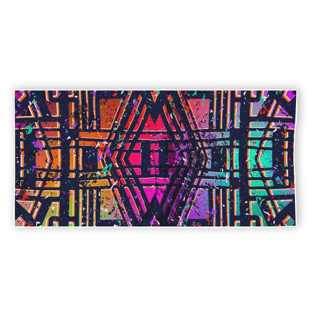 Ethnic Aztec Grunge Trippy Print Beach Towel