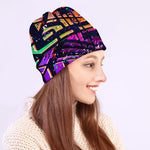 Ethnic Aztec Grunge Trippy Print Beanie