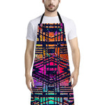 Ethnic Aztec Grunge Trippy Print Bib Apron With Pocket