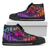 Ethnic Aztec Grunge Trippy Print Black High Top Sneakers