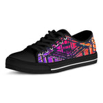 Ethnic Aztec Grunge Trippy Print Black Low Top Sneakers