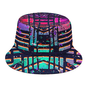 Ethnic Aztec Grunge Trippy Print Bucket Hat