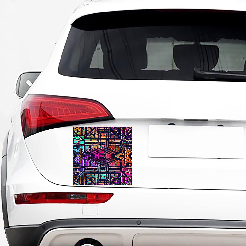 Ethnic Aztec Grunge Trippy Print Car Sticker