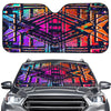 Ethnic Aztec Grunge Trippy Print Car Windshield Sun Shade