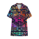 Ethnic Aztec Grunge Trippy Print Cotton Hawaiian Shirt