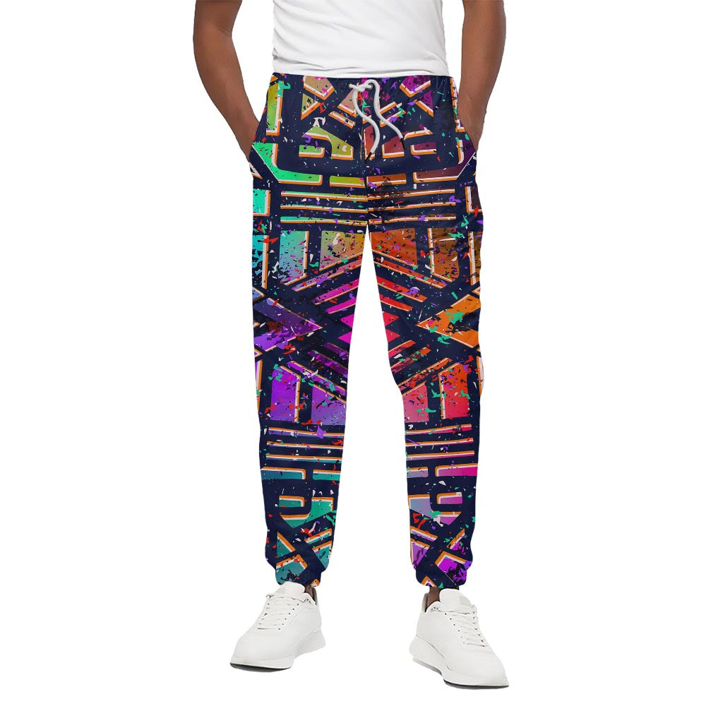 Ethnic Aztec Grunge Trippy Print Cotton Pants