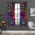 Ethnic Aztec Grunge Trippy Print Grommet Curtain Panels