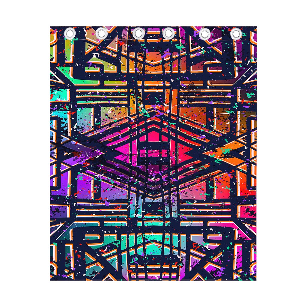 Ethnic Aztec Grunge Trippy Print Curtain