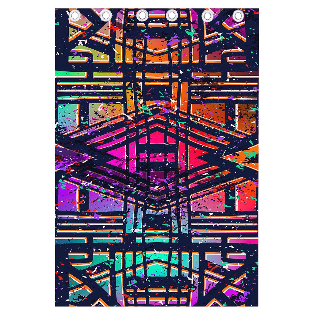 Ethnic Aztec Grunge Trippy Print Curtain