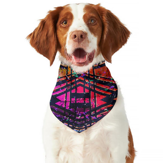 Ethnic Aztec Grunge Trippy Print Dog Bandana