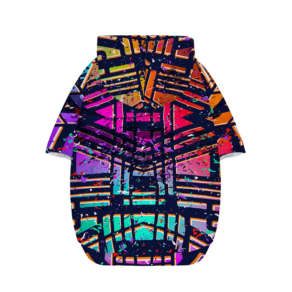 Ethnic Aztec Grunge Trippy Print Dog Zip Up Hoodie