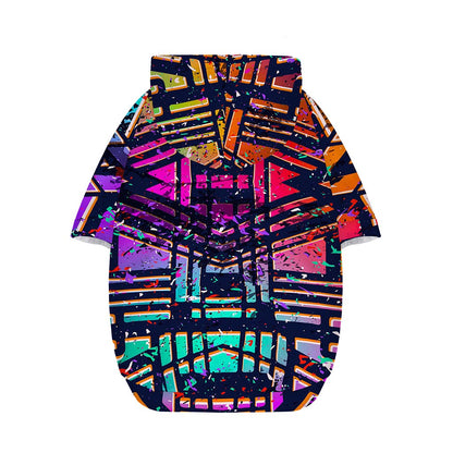 Ethnic Aztec Grunge Trippy Print Dog Zip Up Hoodie