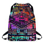 Ethnic Aztec Grunge Trippy Print Drawstring Backpack