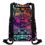 Ethnic Aztec Grunge Trippy Print Drawstring Backpack