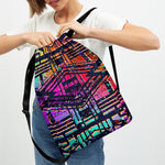 Ethnic Aztec Grunge Trippy Print Drawstring Backpack