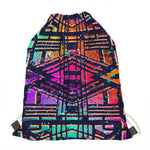 Ethnic Aztec Grunge Trippy Print Drawstring Bag