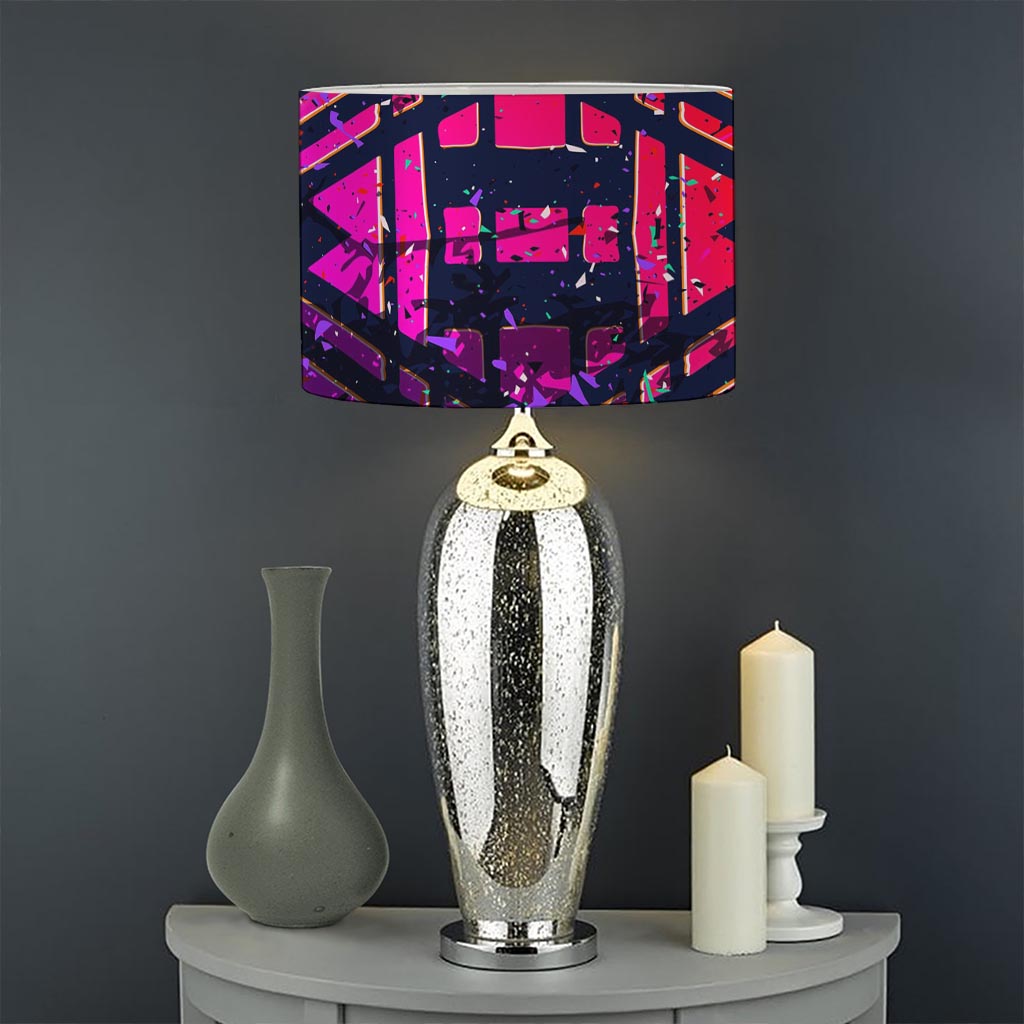 Ethnic Aztec Grunge Trippy Print Drum Lamp Shade