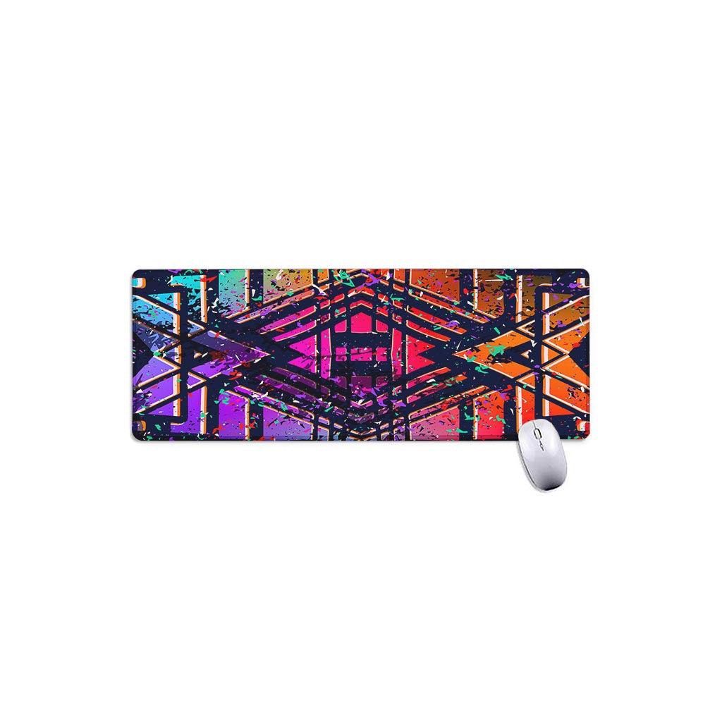 Ethnic Aztec Grunge Trippy Print Extended Mouse Pad